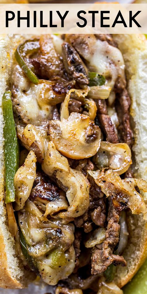 An authentic recipe for Philly Cheesesteak Sandwich. Thinly sliced beef with mushrooms, onions and pepper topped with Provolone cheese in hoagie rolls. Authentic Philly Cheese Steak, Authentic Philly Cheese Steak Recipe, Philly Cheese Steak Sandwich Recipe, Cheese Steak Sandwich Recipe, Philly Steak Sandwich, Best Philly Cheesesteak, Steak Sandwich Recipe, Philly Sandwich, Beef With Mushroom