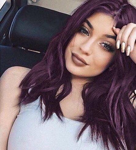 Dark Purple Hair Color Ideas, Dark Purple Hair Color, Purple Hair Color Ideas, Grow Eyelashes, Hair Color Plum, Purple Hair Color, Jenner Hair, Kylie Jenner Hair, Dark Purple Hair