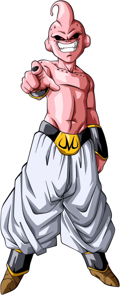 Conocido como Bubú en España y como Majin-Boo desde Dragon Ball Super, es el resultado del Majin-Boo que realiza la fisión para separarse en dos mitades, una buena y una mala. Majinbu Dragon Ball Z, Kid Buu Art, Majin Buu Wallpapers, Kid Buu Tattoo, Kid Buu Manga, Kid Buu Wallpaper, Majin Buu Art, Kid Buu Dbz, Majin Buu Tattoo