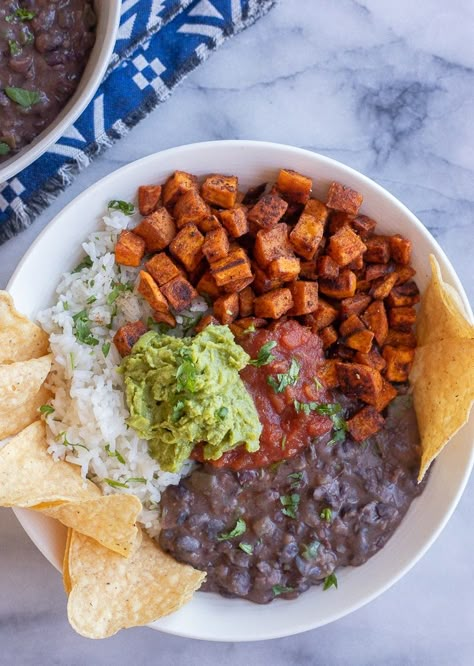 Homemade Refried Black Beans, Sweet Potato Burrito, Refried Black Beans, Salsa And Guacamole, Black Bean Burrito, Sweet Potato And Black Bean, Bean Burrito, Sweet Potato Black Bean, Vegetarian Recipes Lunch