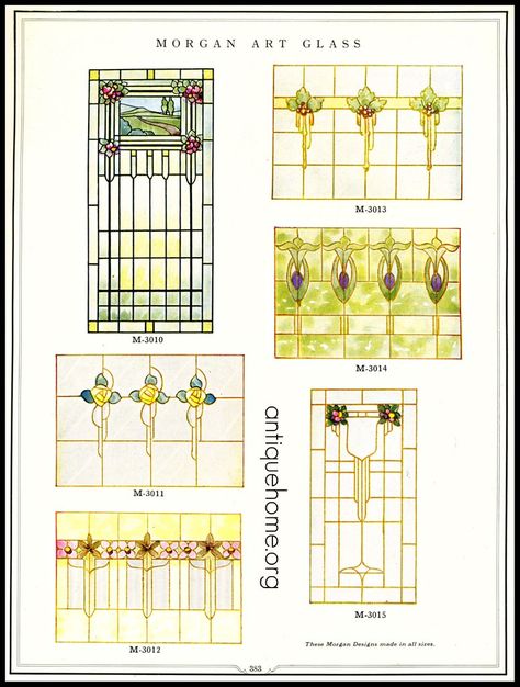 1920's Stained Glass Windows | www.antiquehome.org | Daily Bungalow | Flickr Craftsman Stained Glass Panels, Craftsman Stained Glass, Window Reference, Stained Glass Window Designs, Card Borders, Stained Glass Window Panels, Old Window Projects, Window Designs, Glass Window Art