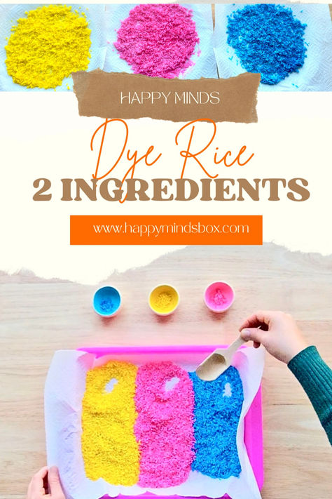 Brighten up playtime (or craft time!) with colorful rice! 
This 2-ingredient hack uses food coloring and a surprising other ingredient to dye rice in minutes.
Perfect for sensory play, art projects, and more!    

#sensoryplay #diy #foodcoloring #rice #crafts #kidsactivities Bucketlist 2024, Dye Rice, Dyed Rice, Playful Learning, Activity Box, Colored Rice, Sensory Activity, Sensory Bottles, Create Picture