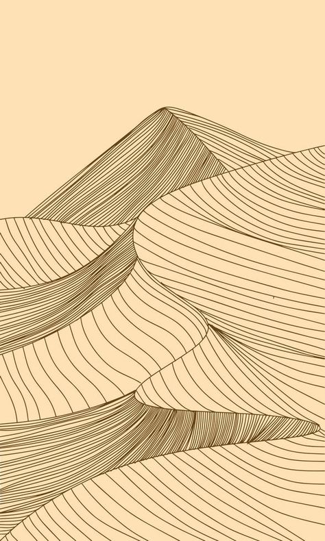 A drawing of a desert with a mountain range in the background. Sand Dune Drawing, Desert Graphic Design, Graphic Design Brief, Dune Design, Real Estate Branding Ideas, Desert Elements, Abstract Art Lines, Desert Vector, Drawing Mountains