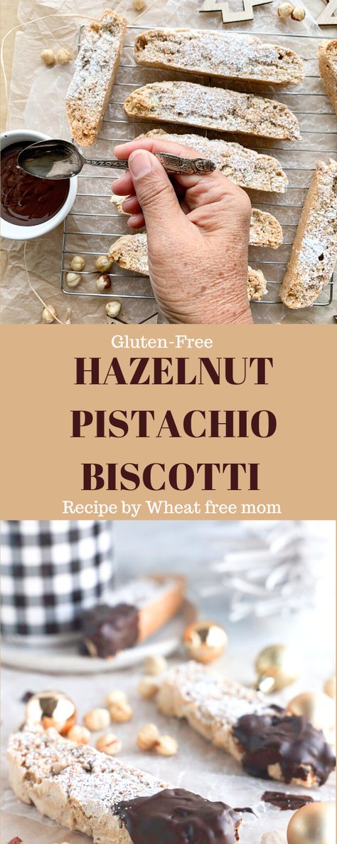 Gluten Free Hazelnut Pistachio Biscotti Gluten Free Biscotti, Gluten Free Cookies Easy, Pistachio Biscotti, Gluten Free Dough, Roasted Hazelnuts, Gluten Free Cookie Recipes, Gluten Free Flour Blend, Biscotti Recipe, Delicious Gluten Free Recipes