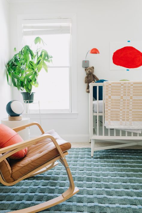 Step Inside: A Quirky & Colorful Tennessee Abode – Schoolhouse Colorful Modern Nursery, Primary Colors Nursery, Schoolhouse Nursery, Schoolhouse Design, Quirky Nursery, Funky Nursery, Scandi Nursery, Colorful Nursery, Nursery Colors