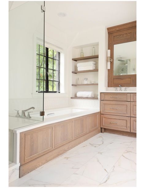 Master Bath Drop In Tub Ideas, Built In Tub To Free Standing, Drop In Tubs Master Bath, Built In Master Tub, Soaking Tub Surround Ideas, Soaker Bathtub Ideas, Tub With Surround, Enclosed Tub Ideas, Built In Tub Next To Shower Ideas