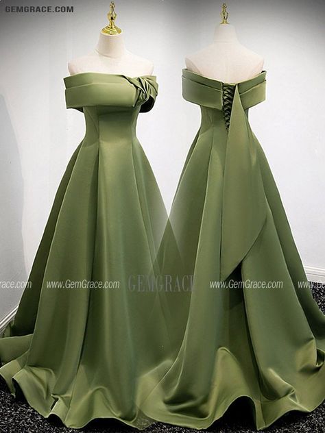 20 Considerations Good wedding dresses ideas Etheral Dresses, Book Hacks, Boujee Dresses, Green Satin Prom Dress, Green Formal Dresses, Green Evening Dress, Floor Length Prom Dresses, Long Evening Gowns, Custom Size Dresses