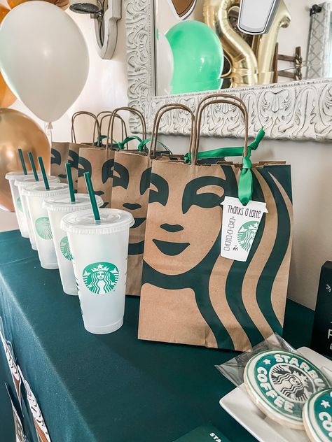 13 Birthday Themes, Birthday Ideas Taylor Swift, Starbucks Themed Birthday Party, Bouquet Of Flowers Birthday, Starbucks Birthday Party Ideas, Starbucks Birthday Cake, Birthday Starbucks, Starbucks Theme, Starbucks Birthday Party