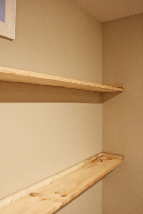 diy wall to wall shelves Diy Bedroom Shelving Ideas Wall Shelves, Whole Wall Shelves Bedroom, Wall Bookshelf Diy, Wall To Wall Shelf Above Bed, How To Mount Shelves On Wall, Diy Wall Mount Bookshelves, Diy Narrow Shelf, Built In Wall Shelves Bedroom, Diy Hanging Bookshelves