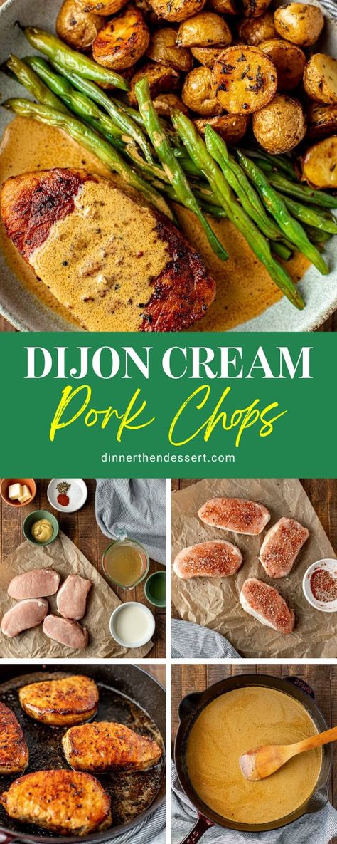 Dijon Cream Pork Chops are a quick, easy, juicy, boneless pork chop recipe. Skillet-cooked with a creamy sauce made with Dijon mustard. Mustard Sauce For Pork, Pork Chop Sauce, Pork Chop Dishes, Pork Chop Seasoning, Parmesan Crusted Pork Chops, Boneless Pork Chop Recipes, Mustard Pork Chops, Slow Cooker Appetizers, Pork Sauce