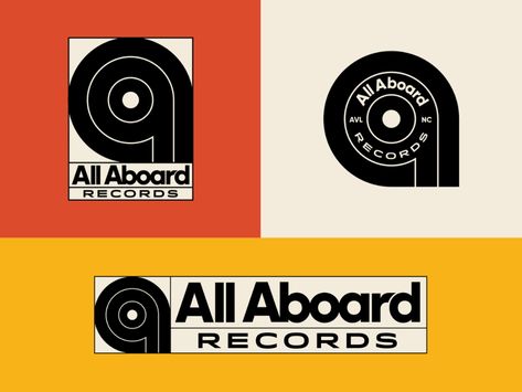 All Aboard Records Logo System by Logan Hall on Dribbble Logo System, Record Label Logo, Typography Shirt Design, Destination Branding, Vinyl Record Store, Retro Graphic Design, Artist Logo, Record Shop, Retro Logos