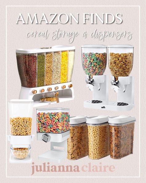 Cereal Organization Storage Ideas, Cereal Station, Best Overnight Oats Recipe, Dispenser Diy, Rice Dispenser, Best Cereal, Amazon Kitchen Must Haves, Cereal Storage, Cereal Containers