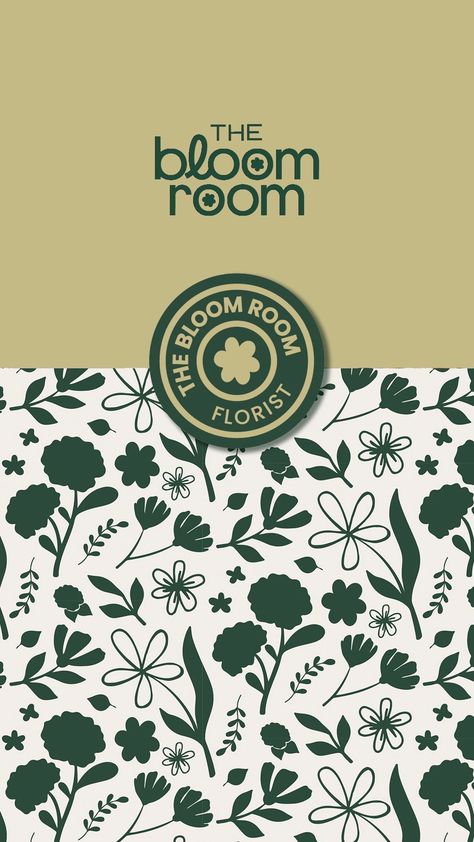 Flower pattern design created as a part of a flower shop branding design by Design Some Moore Modern Flower Pattern, Flower Farm Branding, Gardening Branding, Flowers Branding, Botanical Graphic Design, Flower Shop Logo Design, Botanical Branding, Flower Shop Branding, Flowers Graphic Design