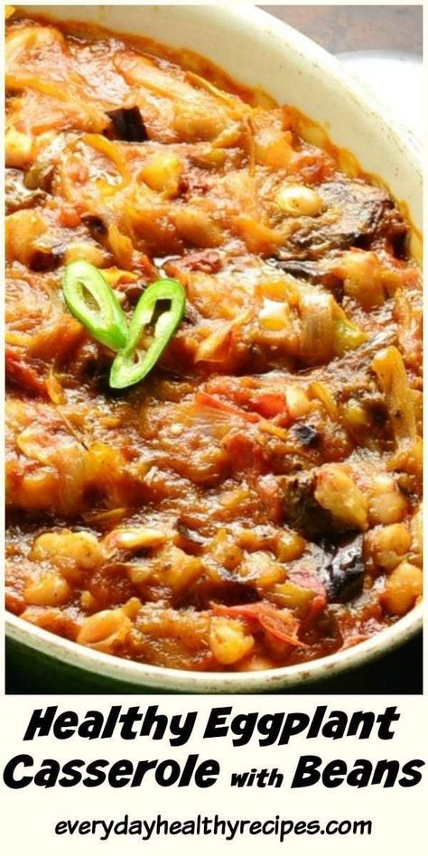 Recipe With Beans, Vegan Eggplant Recipes, Eggplant Casserole, Aubergine Recipe, Trendy Recipes, Healthy Eggplant, Vegan Eggplant, Vegan Casserole, Cheap Clean Eating