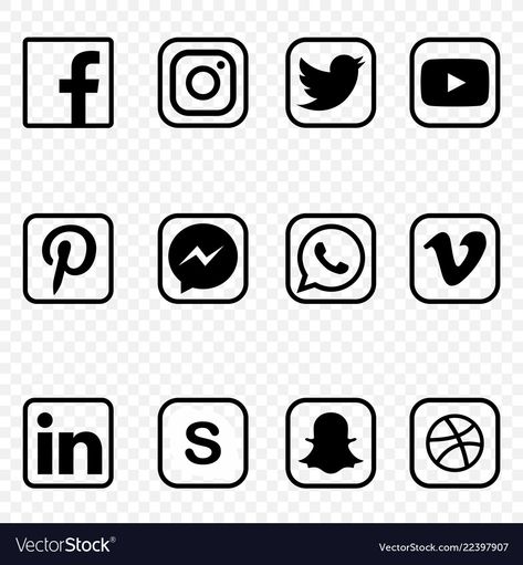 White Social Media Icons, Black And White Social Media, Instagram Logo Transparent, Social Media Icons Vector, Social Media Icons Free, Light Bulb Icon, Social Media Drawings, Icon Design Inspiration, Social Icons