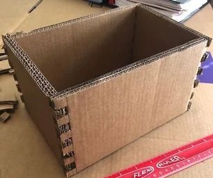 Box Jointed Cardboard Box Diy Cardboard Storage Box With Lid, Cardboard Box Nightstand Diy, Diy Models Projects, How To Make Box Out Of Cardboard, Cardboard Box Upcycle, Painting Cardboard Boxes, Diy Box Storage, Cardboard Box Storage, Cardboard Furniture Design