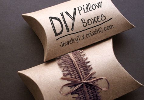 Make Your Own Pillow Boxes - Handmade Packaging How-to (video tutorial + free printable) - Jewelry Tutorial Headquarters Jewelry Packaging Diy, Make Your Own Pillow, Jewerly Boxes, Pillow Boxes, Packaging Diy, Packaging Ideas Business, Box Templates, Handmade Packaging, Jewellery Packaging