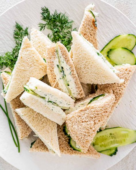 These Cucumber Sandwiches are tremendously easy to make, look and taste fantastic, and are perfect for any gathering or simply for lunch. #cucumbersandwiches #teasandwiches #recipe Sandwich Aesthetic, Tea Sandwich, Cucumber Sandwiches, Tea Sandwiches, Character Aesthetics, Cucumber, Tea Time, Sandwiches, Tea