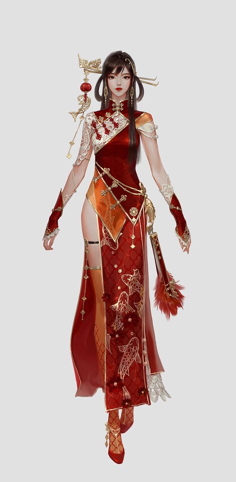 ArtStation - TALION(vendetta) artwork, largo art Chinese Outfits Traditional, Female Warrior Outfit, Rosé Suit, Sci Fi Outfit, Martial Arts Clothing, Japanese Art Modern, Warrior Outfit, Chinese Warrior, Magic Women