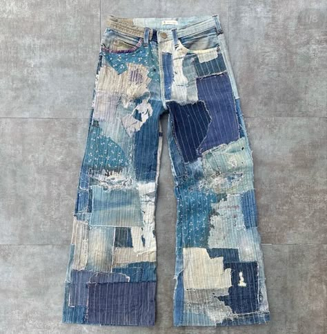 Kapital Denim, Diy Distressed Jeans, Deconstruction Fashion, Nyfw Runway, Patchwork Denim Jacket, Diy Denim Jacket, Denim Projects, Roblox Clothes, Custom Jeans