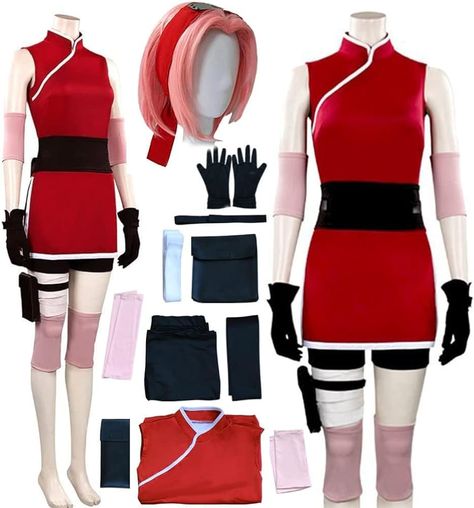 Amazon.com: AIUKAKP Anime Cosplay Costume Anime Dress Red Cosplay Ouftits With Wig Halloween Women : Clothing, Shoes & Jewelry Naruto Halloween Costumes, Red Cosplay, Sakura Cosplay, Wrist Guard, Anime Outfit, Costume Anime, Anime Cosplay Costumes, Halloween Costume Outfits, Anime Dress