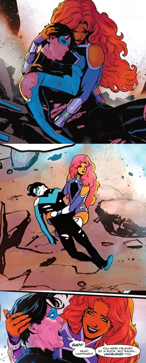 Nightwing and Starfire Starfire Comics, Dc Comics Funny, Teen Titans Starfire, Nightwing And Starfire, Teen Titans Fanart, Teen Titan, Univers Dc, Batman Funny, Batman Comic Art