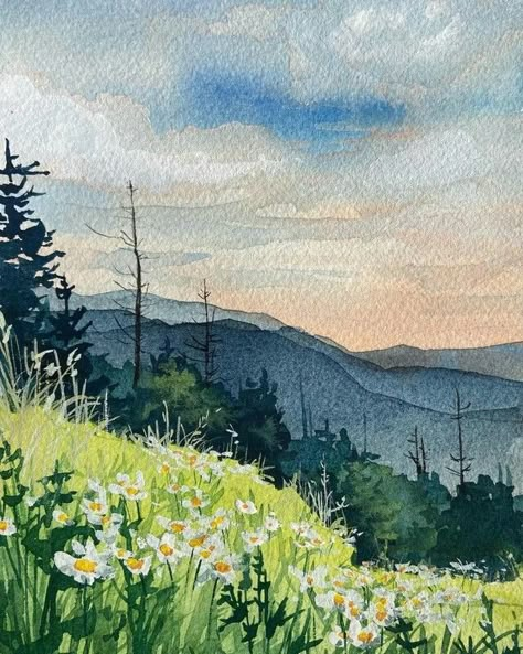 Painting On Canvas For Beginners, Canvas Painting For Beginners, Watercolor Art Landscape, Canvas For Beginners, Watercolor Landscapes, Painting For Beginners, Canvas Painting Ideas, Watercolor Landscape Paintings, Watercolor Art Lessons