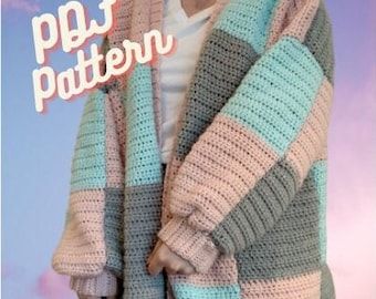 شال كروشيه, Confection Au Crochet, Patchwork Cardigan, Crochet Sweater Pattern Free, Pineapple Crochet, Crochet Simple, Crochet Fashion Patterns, Stitch Crochet, Crochet Jacket