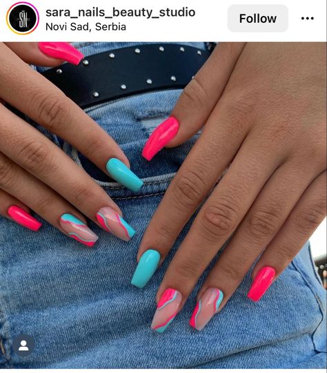 Neon Acrylic Nails, Nails Dark, Nails Dip, Summer Nails 2023, Summery Nails, Simple Acrylic Nails, Cute Gel Nails, Summer Acrylic Nails, Acrylic Nails Coffin Short