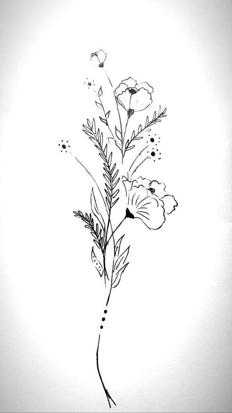 Henne Tattoo, Wildflower Tattoo, Silhouette Tattoos, Tattoo Simple, Pola Sulam, Dainty Tattoos, 背景 シンプル, Simplistic Tattoos, Little Tattoos