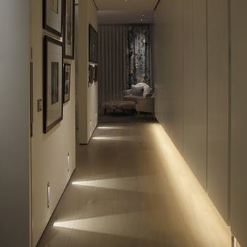 Hidden Lighting, Hall Flooring, Corridor Design, Hall Lighting, Corridor Lighting, Bungalow Renovation, Hallway Flooring, Home Lighting Design, Home Hall Design