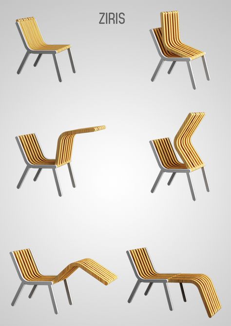 Ziris chair on Behance Modern Wooden Chair, Wood Chair Design, Foldable Furniture, Chair Design Wooden, Cnc Furniture, Chairs And Tables, Foldable Chairs, Folding Furniture, Creative Furniture