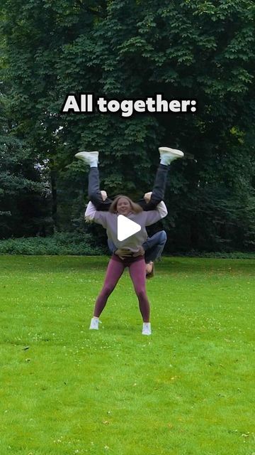 Merle Loosen on Instagram: "Have you ever tried this trick? 🤪  #gymnastics #gymnast #turnen #partnertrick #trick #twincartwheel #doublecartwheel #partnercartwheel #doppelrad #partnerrad #zwillingsrad #trick #radachlag #flips" Two Person Cartwheel, Two Person Stunts Easy, Two People Stunts, 2 Person Tricks, Two Person Yoga Poses, 2 Person Stunts, Gymnastics Tricks, Gymnast, Have You Ever