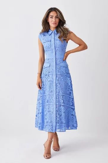 Lydia Millen Spring '23: An Elegant Evolution | Karen Millen US Lydia Millen, Lydia Elise Millen, Karen Millen Dress, Spring 23, Midi Dress Summer, Wedding Guest Dresses, Blue Midi Dress, Karen Millen, Bride Dresses