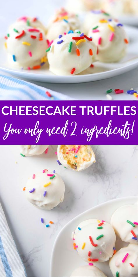 2 Ingredient Cheesecake, Dessert Cream Cheese, Easy Xmas Dessert, Cheesecake Truffles Recipe, 2 Ingredient Cakes, Desserts Simple, No Bake Truffles, Truffle Recipe Easy, Valentines Desserts