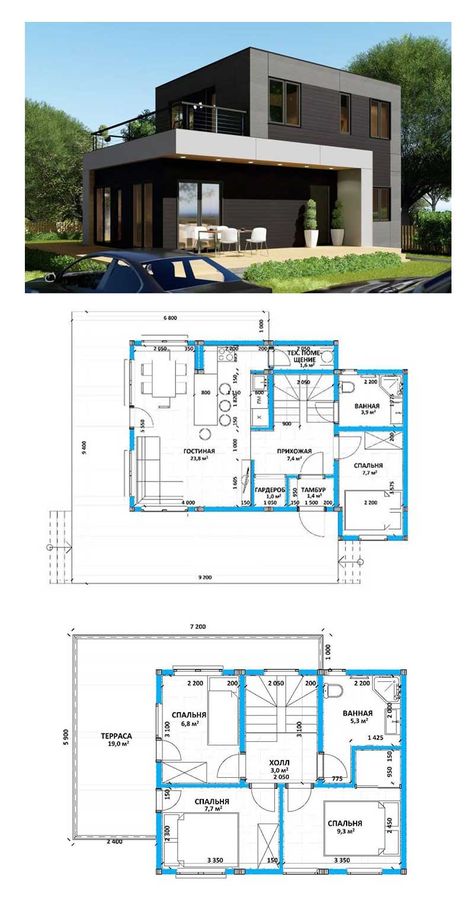 Two Story House, Building House Plans Designs, Building Plans House, House Plan Gallery, Villa Plan, Architectural Design House Plans, House Construction Plan, Architect Design House, Architecture Model House