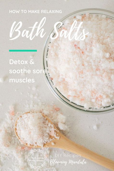 Pink Himalayan Epsom Salt Bath Diy, Salt Soak Recipe, Himalayan Bath Salt Recipe, Epsom Salt Bath Recipe Sore Muscles, How To Use Bath Salts, Diy Bath Salts Recipe, Epsom Salt Bath Recipe, Bath Salts Diy Recipes, Diy Bath Salts