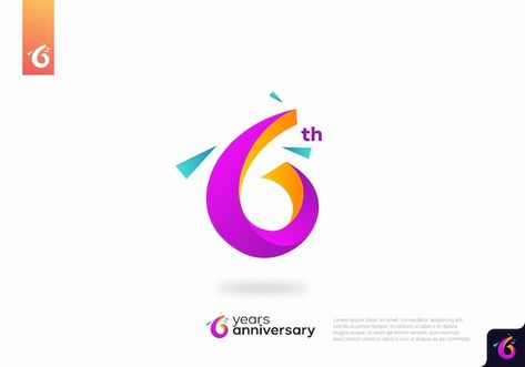 Number 6 logo icon design, 6th birthday ... | Premium Vector #Freepik #vector #5-logo #7-years #art-logo #number-logo 6 Logo Number, 5 Logo Design Number, 6 Logo Design Number, Ant Logo, 6 Logo, Birthday Logo, Number Logo, Logo Icon Design, Logo Number