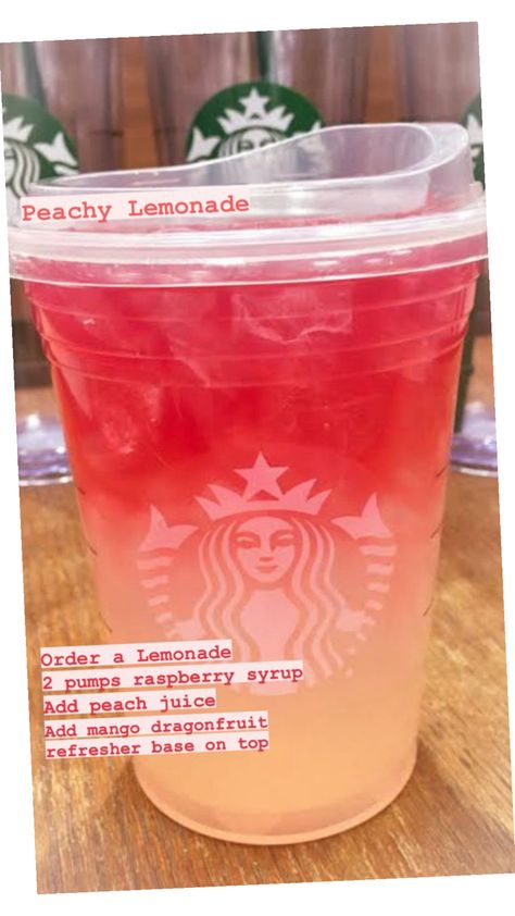 Preppy Starbucks Drinks, Preppy Drinks, Starbucks Copycat Recipes Drinks, Starbucks Drink Ideas, Starbucks Copycat Recipes, Starbucks Cake, Starbucks Secret Menu Recipes, Mango Lemonade, Cold Starbucks Drinks