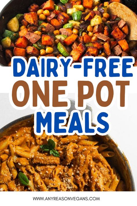 These meals are all dairy free and use just one pot. So, less mess and easier clean up in the kitchen! Gluten And Dairy Free One Pot Meals, Weeknight Dinner Easy Dairy Free, No Dairy No Meat Recipes, One Pot Dairy Free Meals, Family Dinner Ideas Dairy Free, Dairy Free Meal Train Ideas, Dairy Free Make Ahead Meals, Easy Dinner Ideas Dairy Free, One Pot Meals Dairy Free