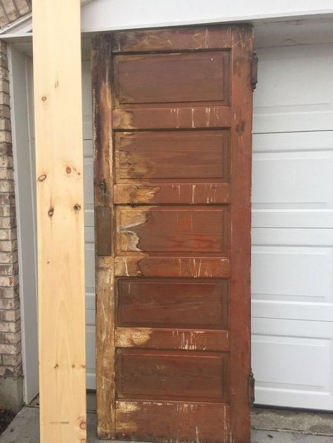 upcycle a vintage door Mobile Home Bathroom Remodel, 5 Panel Doors, Cabinet Doors Repurposed, Farmhouse Headboard, Mobile Home Bathroom, Old Wood Doors, Old Wooden Doors, Carriage Doors, Upcycled Wood