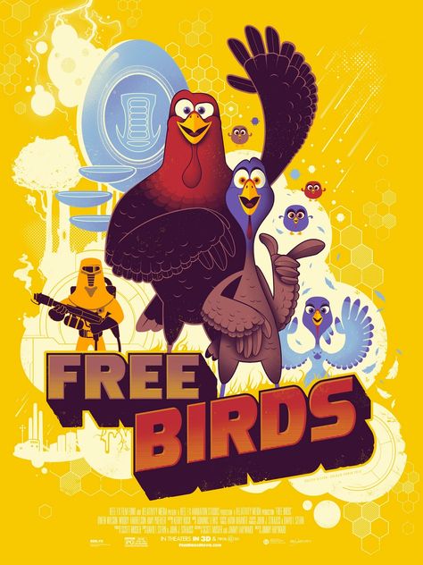 Free Birds (Directed by Jimmy Hayward) Dan Fogler, Tv Nostalgia, Woody Harrelson, Friends Scenes, Halftone Pattern, Movie Website, Canva Fonts, Wall Pics, Animation Movies