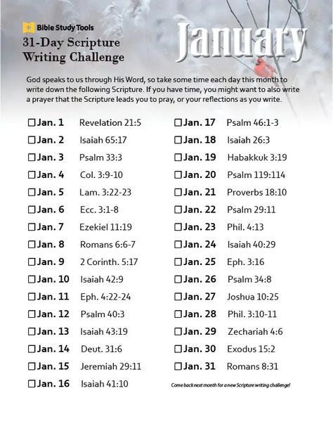 30 Day Scripture Writing Plan, January Bible Challenge, January Bible Study For Women, January Bible Verse Scriptures, Daily Scripture Writing 2023, Daily Scripture Writing 2024, 2024 Scripture Writing Plans, January Scripture Writing Plan 2024, January Bible Reading Plan 2024