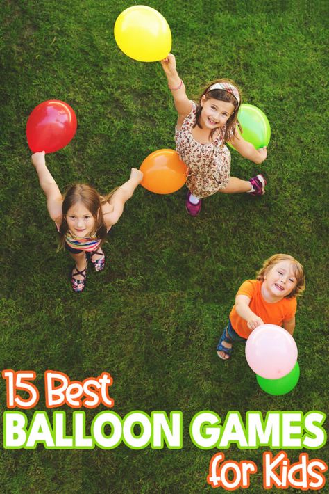 15 Balloon Games for Kids Kids Relay Races, Balloon Games For Kids, Balloon Party Games, Toddler Party Games, Balloon Games, Games To Play With Kids, Games For Children, Birthday Party Games For Kids, Toddler Parties