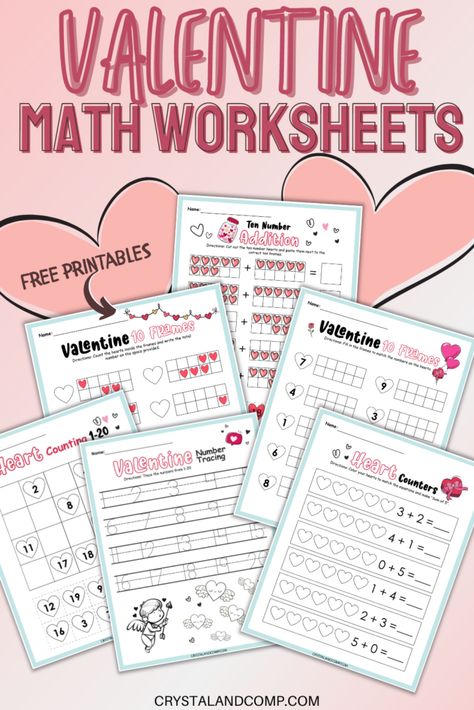 Math Greater Than Less Than, Math Worksheet For Kindergarten, Valentine Math Worksheet, Homeschooling Worksheets, Valentines Day Math, Valentine Math Activities, Preschool Steam, Valentine Worksheets, Kindergarten February