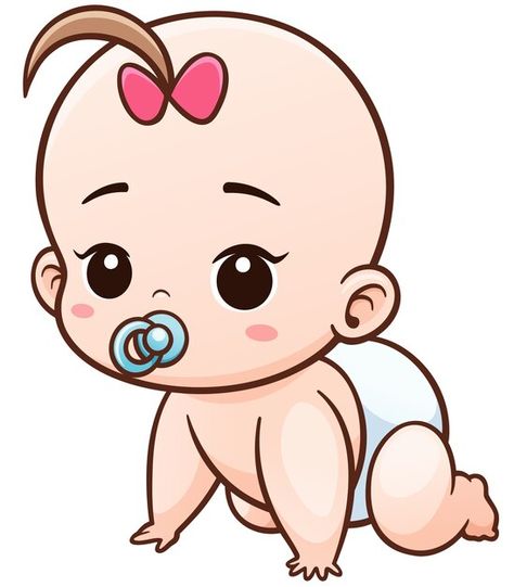 Cartoon baby learn to crawl Premium Vect... | Premium Vector #Freepik #vector #baby-cartoon #little-baby #baby-smile #cute-baby Baby Cartoon Characters, Baby Cartoon Drawing, Images Kawaii, Baby Illustration, Baby Posters, Baby Painting, Crawling Baby