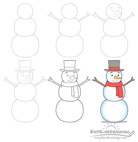 Snowman Drawing For Kids, Cute Snowmen Drawings, Snowman Outline, Snowman Drawing, Draw A Snowman, Whiteboard Ideas, Arm Drawing, Art Ideas Easy, Doodles Sketches