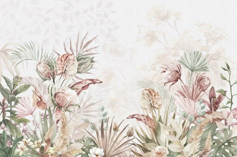 Flower Mural Wallpaper, Tropical Wallpaper Texture, Floral Wallpaper Texture, Floral Background Wallpapers, Floral Mural Wallpaper, Watercolour Wallpaper, Floral Mural, Flowers Watercolour, Floral Wallpapers