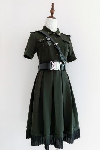 Your Highness -The Vow- 2019 Version Military Lolita OP Dress Militarycore Outfits, Fantasy Military Outfit, Military Fashion Male, Military Fashion Menswear, Military Inspired Outfit, Military Style Dress, Military Clothes, Fashion Uniform, Military Outfits