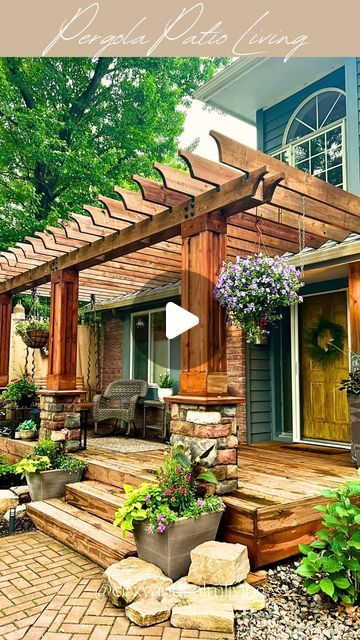 Teri Green | Timeless Interior Design on Instagram: "🌷 It’s been raining nonstop for 3 days and my flowers have taken a hit! So…with that said, here’s a very soggy view of my garden gathering pergola porch! It’s still pretty! 

🌷A garden is more than flowers, plants and pretty things; It’s a gathering place for family and friends and all that the outdoor’s brings. 

Some friends and I are having a Garden Gathering, we hope you will find some inspiration and maybe make a new friend while visiting each of our gardens at 
 #gardengathering 

XO Teri

#pergola 
#gardeninspiration 
#porchlife 
#porchdecor 
#cozyhome 
#cozyandcalmliving 
#summerflorals 
#outdoorspaces" Front Porch Decks, Porch With Pergola, Front Porch Walkway, Pergola Porch, Porch Walkway, Make A New Friend, Garden Gathering, Front Porch Deck, Porch Life